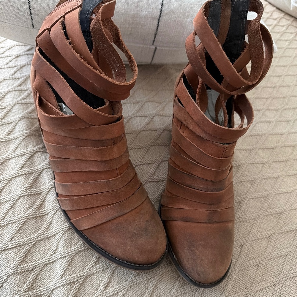 Free People Hybrid Strappy Leather Ankle Bootie